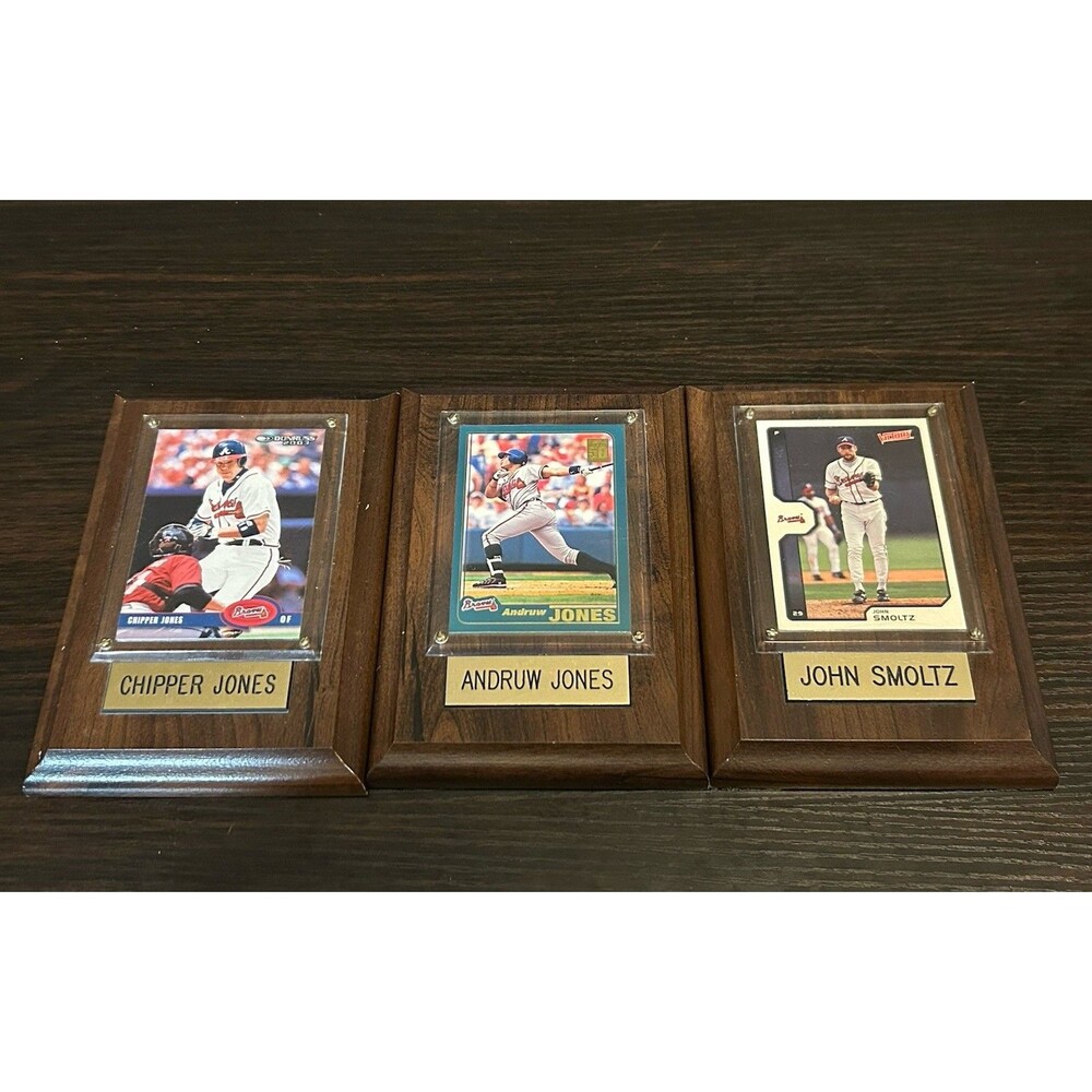 Vintage Atlanta Braves Baseball Card Plaque Lot Chipper Andruw Jones John Smoltz